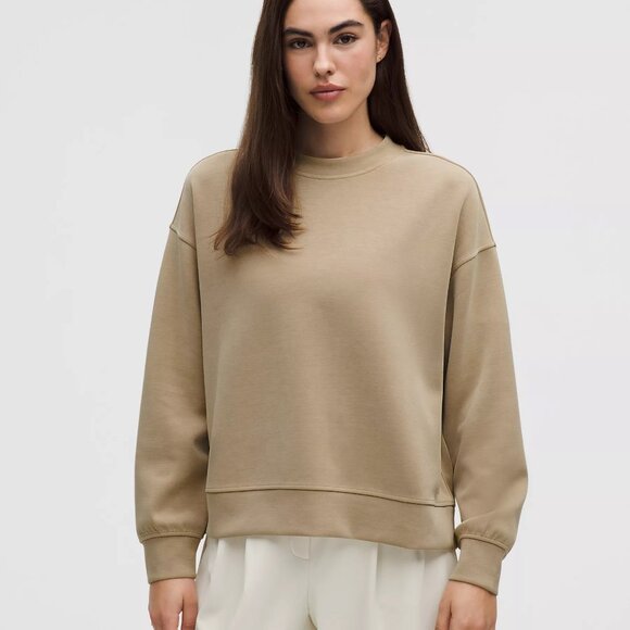 Lululemon Softstreme Perfectly Oversized Cropped Crew - Tan - Size 4 - Picture 1 of 6